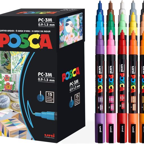 Paint Markers, 3M Fine Point Acrylic Paint Pens with Reversible Tips, Art Supplies For Gifts, Decorations, Fabric, Metal, Glass, Wood and Canvas, Set of 24