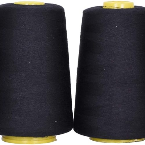 Crafts 4 Pack of Serger Threads Cones Spools - 40S/2 24000 Yards Polyester Black Threads for Sergers Machine and Overlock Quilting Sewing Machine