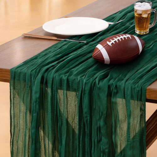Emerald Green Cheesecloth Table Runner Valentine's Day Boho Rustic Gauze 120 inch 10FT Cheese Cloth Runner for Wedding Party Baby Shower Birthday Home Decor Holiday Decorations