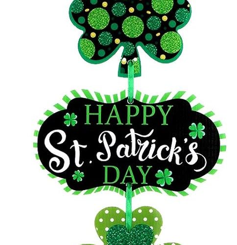 St. Patrick's Day Door Sign St. Patrick's Day Themed Hanging Welcome Sign Irish Hanging Door Decor with Shamrock Leprechaun High Hat and Feet Wall Sign Ornament for St. Patrick's Day Decoration