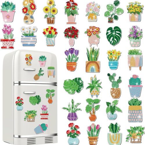 30 Pcs Diamond Painting Magnets Summer Diamond Art Magnet Kits for Adults Spring Flower Animal Cupcake 5D Rhinestones Refrigerator Magnetic Stickers for Fridge DIY Crafts Gifts(Spring)