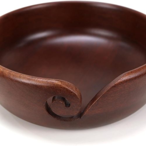 8-inch Wood Yarn Bowl - for Holding Cakes, Skeins, or Balls for Crochet, Knitting, Dispensing Yarn