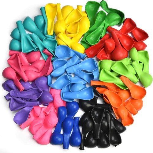 1 100PCS Party Balloons, 12 Inches Premium Assorted Colorful Balloons, Bulk Pack of Strong Latex Balloons for Birthday, Party, Christmas, Wedding, Anniversary and Vacation