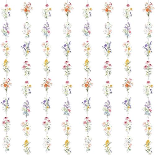 8 Packs Wildflower Paper Hanging Garland Birthday Decorations, Flower Party Baby Bridal Shower Floral Birthday Decor for Girls Women, Spring Summer Wedding Ceiling Decoration