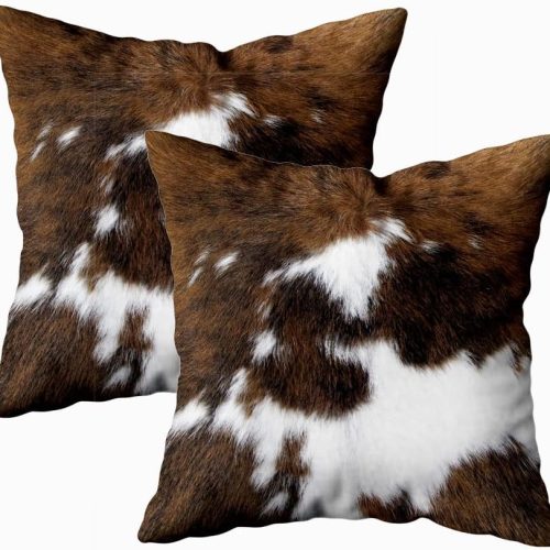 2 Packs Hidden Zippered Pillowcase Christmas Cowhide Accent 20X20Inch,Decorative Throw Custom Cotton Pillow Case Cushion Cover for Home
