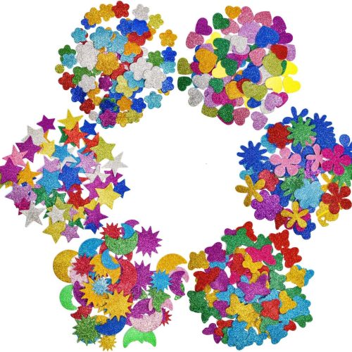 [6 Pack] Glitter Foam Letter Stickers Foam Stars Heart Self-Adhesive Stickers 3D Color Journaling Stickers for Kids Creative Toys DIY Scrapbooking Card Making Accessories,Assorted Mixed Colors.