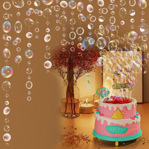 1 Transparent Color White Bubble Garlands Mermaid Party Decoration Supplies Under The Sea Water Bday Hanging Streamer Backdrop Kids Ocean Weddings Baby Shower Classroom Home Bedroom Beach Banner