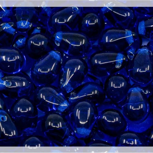 1 Czech 50-Piece Glass Beads, 6x9mm, Teardrop Transparent Dark Blue