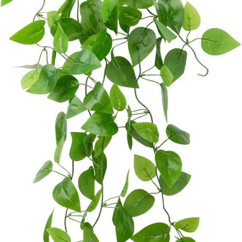 1 Small Fake Hanging Plant Artificial Potted Plants for Indoor Outdoor Aesthetic - 39in Realistic Faux Hanging Pothos with Ivy Vine for Shelf Decor in Home Office Gardens Greenery (Black Pot)