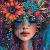 1 Beautiful Woman Diamond Art Kits for Adults, Flower Diamond Painting Kits, Dimond Art Paintings Kit, 5D Diamond Dot, Small Gem Painting Kit, Crystal Art Beginner, Home Wall Decor Gifts (12x16inch)