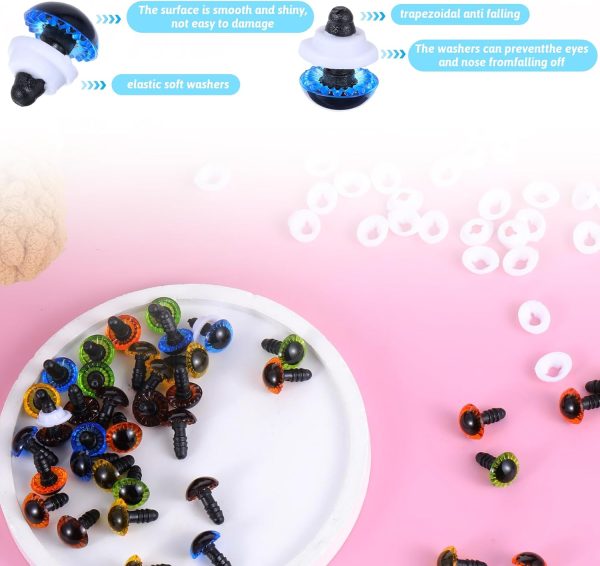 2 40pcs 11mm Crochet Safety Eyes for Amigurumis Multicolor Crochet Eyes Craft Eyes with Sturdy Washers Stuffed Animal Eyes for Crochet Plastic Plush Eyes for DIY Puppet Crochet Animals Bears Doll Making
