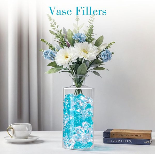 2 150PCS Fake Ice, Vase Filler Mixed Blue Fake Ice Rocks, Acrylic Crystals for Crafts Table Scatter Wedding Party Aquarium Tank Decorations