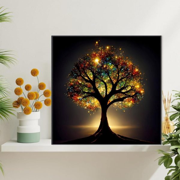 2 5D Diamond Painting Kits for Adults, Glitter Tree of Life Diamond Art Kits for Adults Beginners, DIY Full Round Drill Paint by Diamonds, Home Wall Decor 12 x 12 Inch