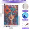 2 Beautiful Woman Diamond Art Kits for Adults, Flower Diamond Painting Kits, Dimond Art Paintings Kit, 5D Diamond Dot, Small Gem Painting Kit, Crystal Art Beginner, Home Wall Decor Gifts (12x16inch)