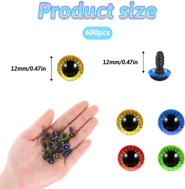 3 40pcs 11mm Crochet Safety Eyes for Amigurumis Multicolor Crochet Eyes Craft Eyes with Sturdy Washers Stuffed Animal Eyes for Crochet Plastic Plush Eyes for DIY Puppet Crochet Animals Bears Doll Making