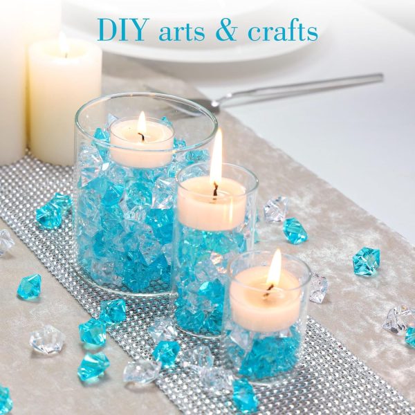 3 150PCS Fake Ice, Vase Filler Mixed Blue Fake Ice Rocks, Acrylic Crystals for Crafts Table Scatter Wedding Party Aquarium Tank Decorations