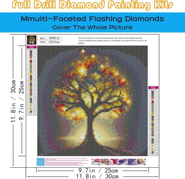 3 5D Diamond Painting Kits for Adults, Glitter Tree of Life Diamond Art Kits for Adults Beginners, DIY Full Round Drill Paint by Diamonds, Home Wall Decor 12 x 12 Inch