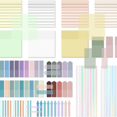 1920 Sheets Transparent Sticky Notes, Clear Tabs Long Highlighter Strips Page Markers for Books, Writable Annotation Index Flags Tapes for School Office Supplies (Multicolor Lined Set)