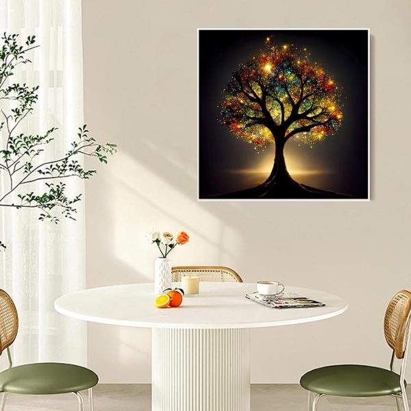 4 5D Diamond Painting Kits for Adults, Glitter Tree of Life Diamond Art Kits for Adults Beginners, DIY Full Round Drill Paint by Diamonds, Home Wall Decor 12 x 12 Inch
