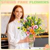 4 12 Bundles Artificial Sunflowers Daisy Bouquets with Stems 16 Inch Fake Faux Flowers for Wedding Bridal Shower Table Vase Birthday Summer Indoor Outdoor(Bright Daisy)