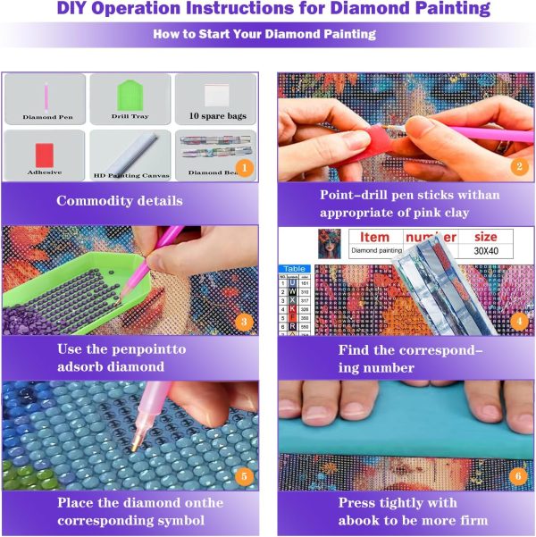 4 Beautiful Woman Diamond Art Kits for Adults, Flower Diamond Painting Kits, Dimond Art Paintings Kit, 5D Diamond Dot, Small Gem Painting Kit, Crystal Art Beginner, Home Wall Decor Gifts (12x16inch)