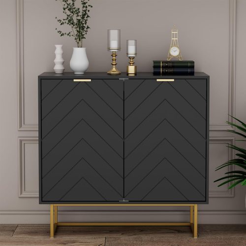31.5" Black Sideboard Buffet Cabinet with Storage, Cabinet with Doors & Adjustable Shelf for Living Room & Kitchen
