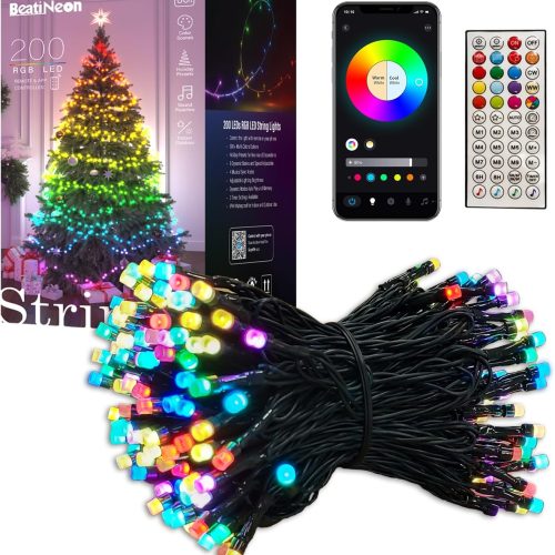 Color Changing Smart Valentine's Day Lights, 66ft 200 LED RGB String Lights with App & Remote Control, Timer, Music Sync, Dimmable Mini Lights for Valentine's Day Birthday Wedding Party Festival Decor