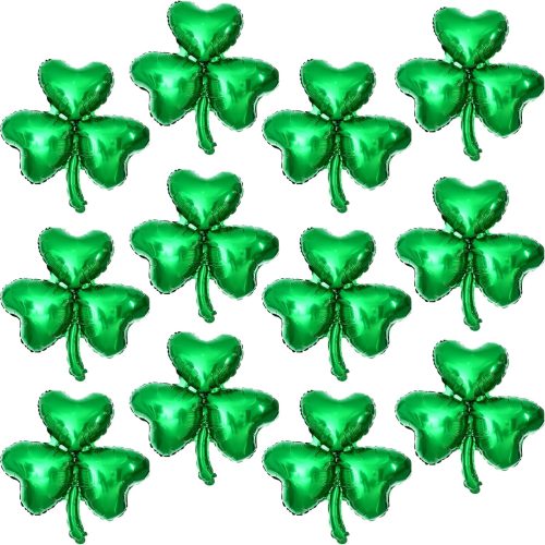 12 Pcs St Patricks Day Shamrock Balloons - 18 Inch, Shamrock Decorations | Lucky Clover Balloons for St Patricks Day Decorations | Shamrock Mylar Balloons for St Patricks Day Balloon Arch Kit