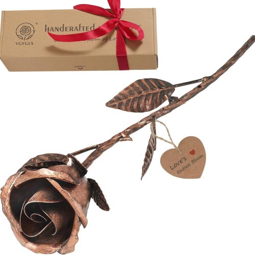 Handmade Copper Rose - 7th for Her, Romantic Metal Flower for Wife, 22nd Wedding Idea, Unique Birthday Flower for Women