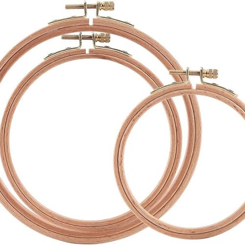 3 Pieces Beech Wood Embroidery Hoops Set By 7 Inch to 9 Inch Circle Hoop Ring Cross Stitch Cotton for Diy Embroidery Floss Starter of Sewing Art Kits Crafts (BeechHoop 7-9)