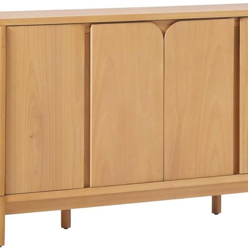 1 Walker Edison Ezra 70" Curved Sideboard Cabinet - Natural