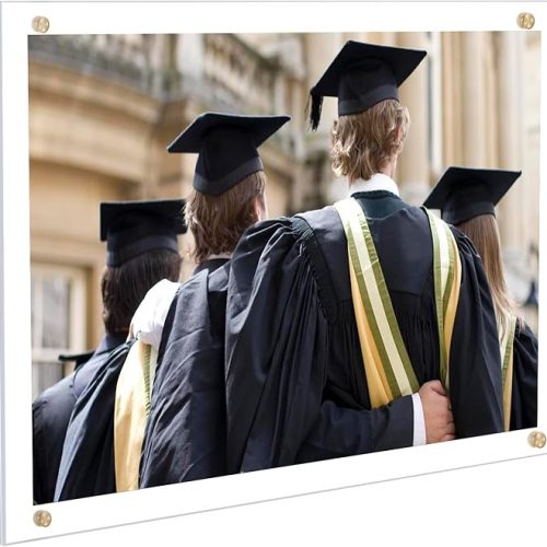 8.5x11 Acrylic Wall Mount Picture Frame Self Adhesive, No Drill Floating Frameless Clear Photo Frame for Artwork Diploma Certificate or A4 Letter Size Document Display-Full Frame is 10x13