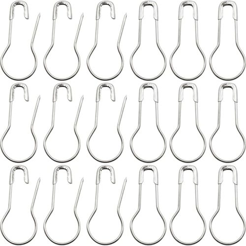 1000pcs Metal Safety Pins, Bulb Gourd Pins, 0.9” Clothing Tag Pin Calabash Pin Pear Shaped Bead Needle Pins for Crafts Clothes Crafting Knitting Sewing Making Accessories (Sliver)
