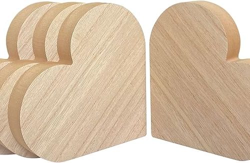4 Pack 6 Inch Thick Wood Heart Wooden Block Unfinished MDF Wood Heart Signs Tabletop for Crafts Mother's Day Memorial Sign (6x6x1 in)