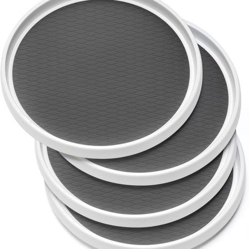 Set of 4, 10 Inch Non-Skid Lazy Susan Organizers - Turntable Rack for Cabinet, Pantry Organization and Storage, Kitchen, Fridge, Bathroom Makeup Vanity Countertop, Under Sink Organizing, Spice Rack