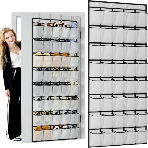 1 Over the Door Shoe Organizer, 40 Large Breathable Mesh Pocket,Space Saving Hanging Shoe Rack,Shoe Storage Holder for Entryway Bedroom Closet