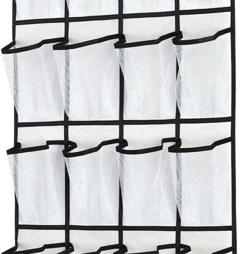 1 Over the Door Shoe Organizer, Hanging Shoe Organizer with 24 Mesh Large Pockets Door Shoe Rack Organizer for Men Women Kids Hanging Shoe Storage Bag.(White