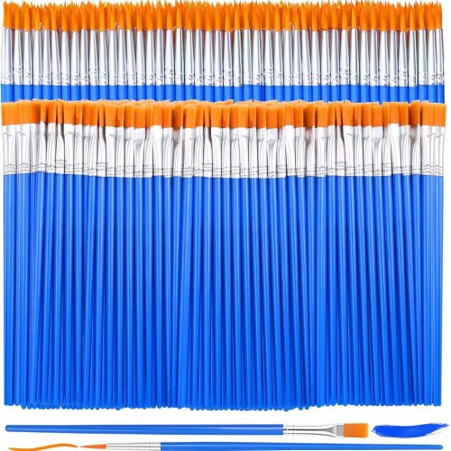240 Pcs Small Paint Brush Bulk, Flat Fine Tip Artist Paint Brushes Set, Kids Classroom Acrylic Oil Watercolor Canvas Painting Crafts Paint Brushes for Body Face Nail Festival Parties