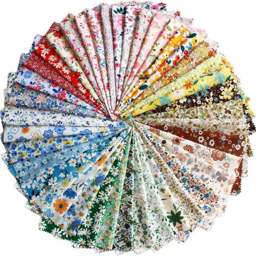 42Pcs 10"x10" Quilting Cotton Fabric Square No Repeat Layer Cake Precut Multi-Color Printed Floral Fabric for DIY Sewing,Quilting and Scrapbooking (Red/Pink/Yellow/Coffe/Green/Blue)