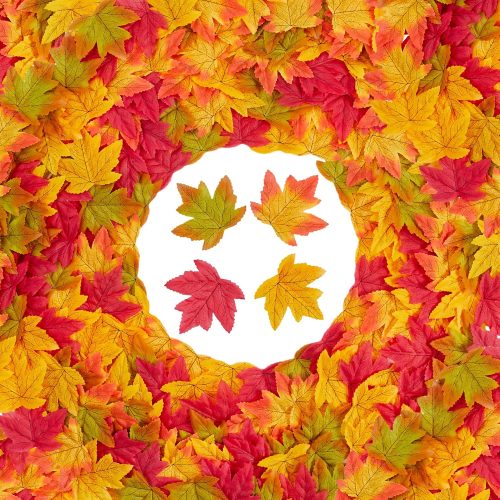 Fall Leaves Fake Artificial Maple Leaf Leaves for Table Home Events Crafts Fall Party Wedding Halloween Autumn Thanksgiving Table Decorations Indoor 200pcs Red Gold Green Faux Fall 3.4" Decor