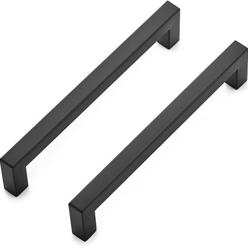 1 30 Pack 6-1/4 Inch Kitchen Square Cabinet Handles Matte Black Stainless Steel Drawer Pulls Hardware