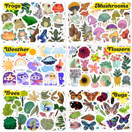 1 Nature Stickers - Flowers, Mushrooms, Leaves, Plants, Insects & Bugs Stickers, Nature Party Decoration & Favors, Gifts for Women & Men