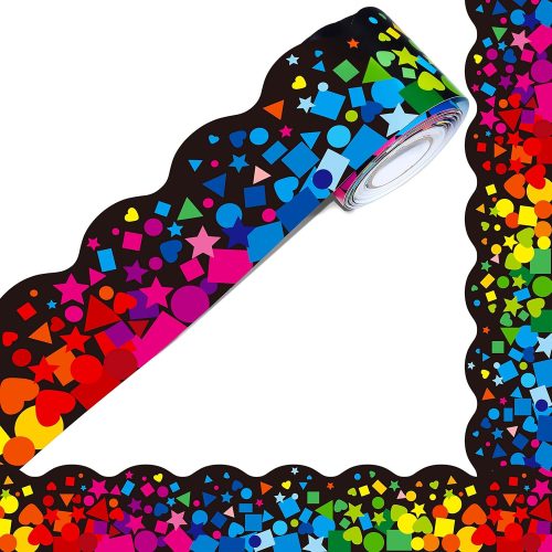 60 Feet Bulletin Board Borders, Scalloped Confetti Rolled Border Trim Decorate Bulletin Boards, Walls, Desks, Windows, Doors for School, Classroom & Offices