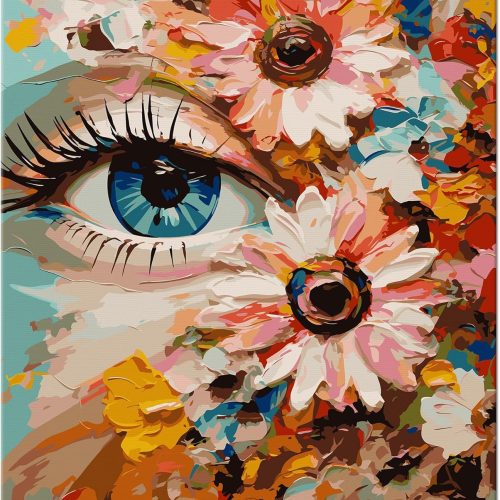 Paint by Numbers for Adults Beginners, DIY Paint by Numbers on Canvas for Kids, Oil Painting Kits for Gift Home Wall Decor, 10 Brushes and Acrylic Paint, 16x20 Inch, (Flower Eyes, Unframed)