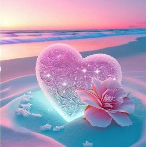 Beach Diamond Painting Kits for Adults - Diamond Art Kits for Love Heart, Gem Art Kits Beaches for Adults for Gift Home Wall Decor (16x12inch)