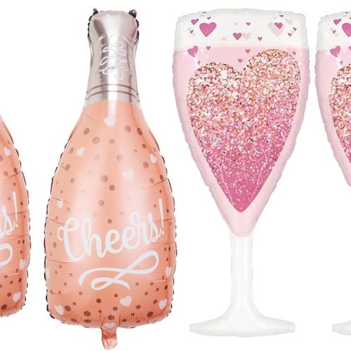 4PCS Pink Champagne Bottle Balloons Champagne Glasscup Balloon Foil Mylar Balloons Birthday Party Wedding Decorations