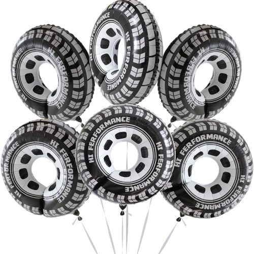 30 Inch Black Car Wheel Tire Party Balloons, Classic Large Racing Car Hot Wheels Mylar Foil Balloon For Men and Boys Racetrack Car Themed Birthday Baby Shower Party Decorations Supplies