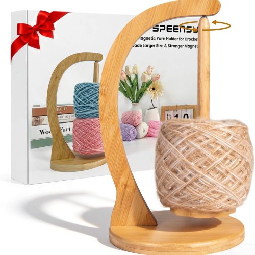 Yarn Holder for Crocheting, Upgrade Larger Size & Magnetic Crochet Yarn Holder, Rotating Design Holds Most Yarns Up to 1.1 lbs, Crochet Gift for Knitting Lovers with Packaging Box