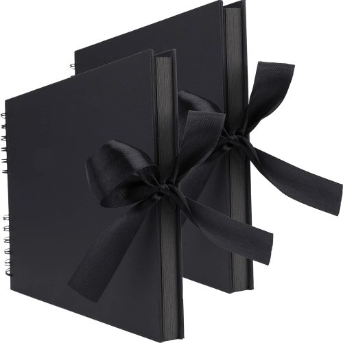 2 Pack 80 Pages Scrapbook Album, 12 x 8 Inches Photo Album Memory Book, Total 160 Pages - Black