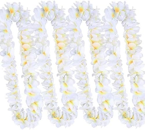Hawaiian Flower Leis Tropical Luau Party Supplies of Hula Garland Necklaces,Hawaiian Leis Floral Necklace for Beach Theme Hula Dance Luau Celebrations Wedding Party Decor
